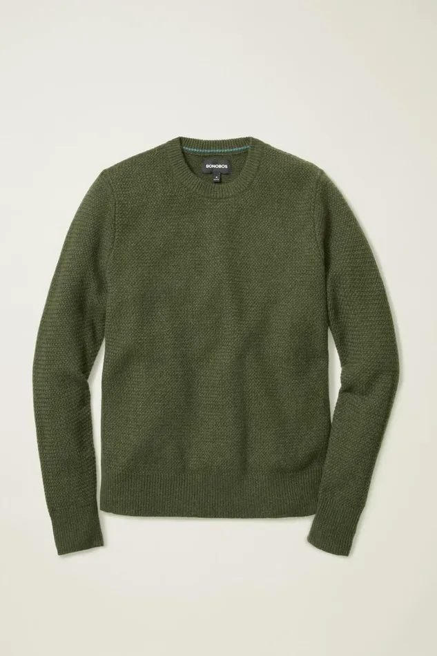 Men Seasonal Sweaters Bonobos Cashmere Crew Neck Sweater Green