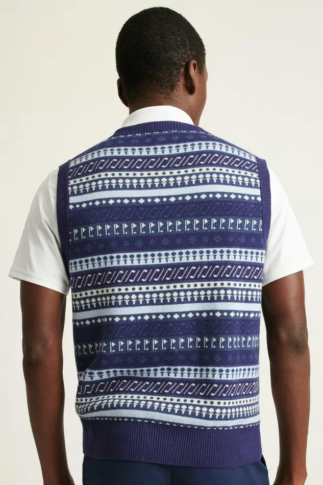 Men Seasonal Sweaters Bonobos Cotton Cashmere Golf Sweater Vest Navy Fair Isle