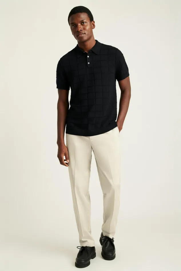 Men Seasonal Sweaters Bonobos Hudson Sweater Polo Black Cotton Grid
