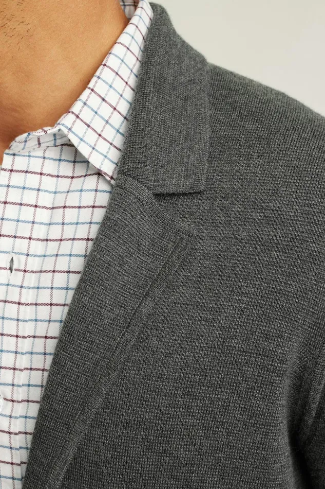 Men Seasonal Sweaters Bonobos Merino Sweater Blazer Charcoal