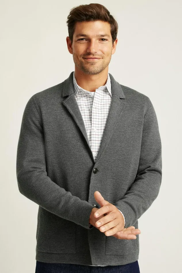 Men Seasonal Sweaters Bonobos Merino Sweater Blazer Charcoal