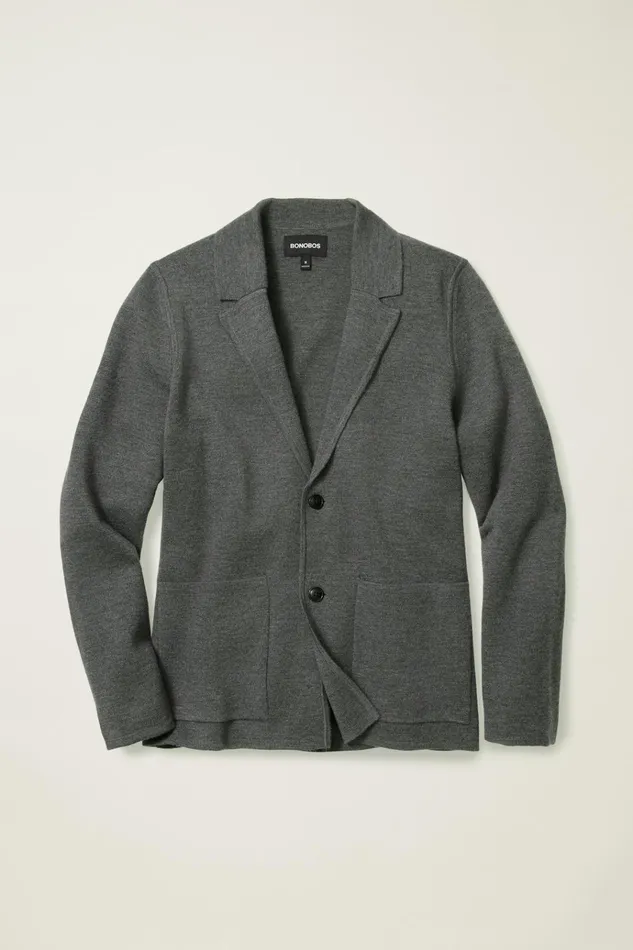 Men Seasonal Sweaters Bonobos Merino Sweater Blazer Charcoal