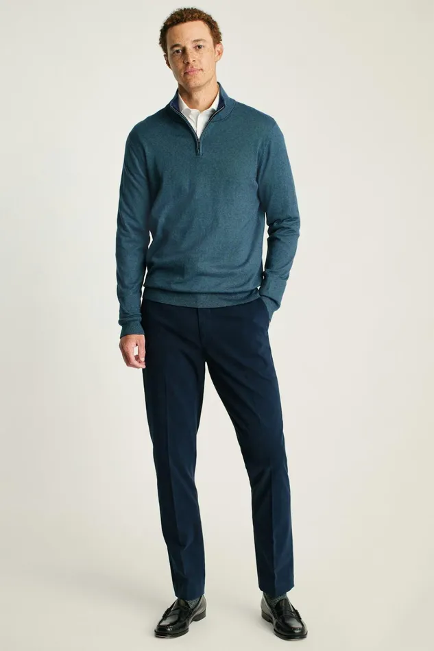 Men Seasonal Sweaters Bonobos Washable Cotton Cashmere HalfZip Blue Green
