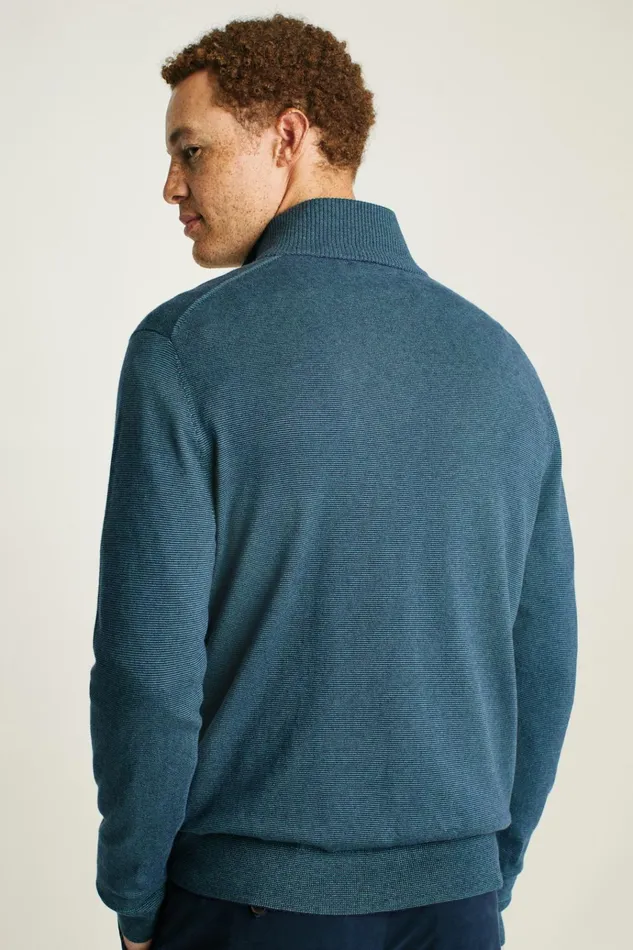 Men Seasonal Sweaters Bonobos Washable Cotton Cashmere HalfZip Blue Green