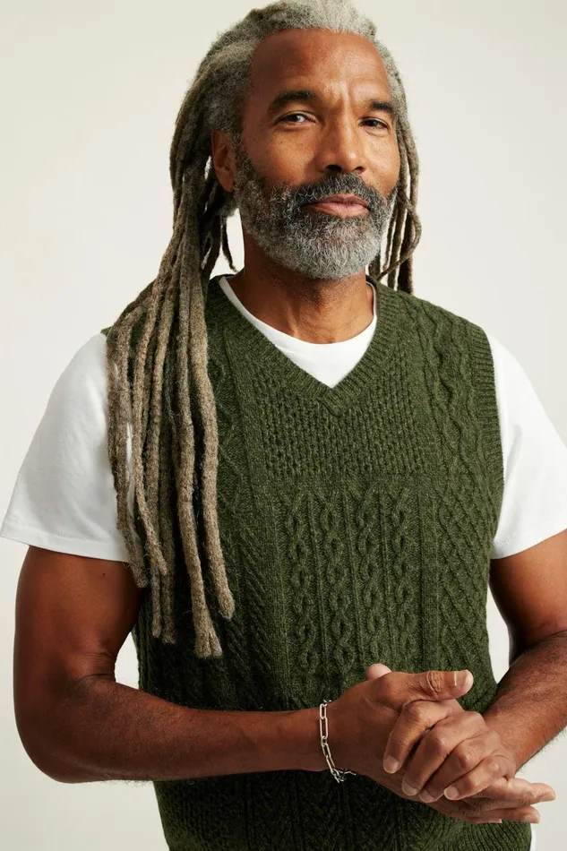 Men Seasonal Sweaters Bonobos Wool Cable Crew Vest Thyme Green