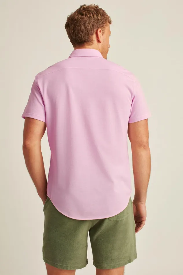 Men Short Sleeve Shirts Bonobos Knit Oxford Short Sleeve Shirt Orchid Smoke