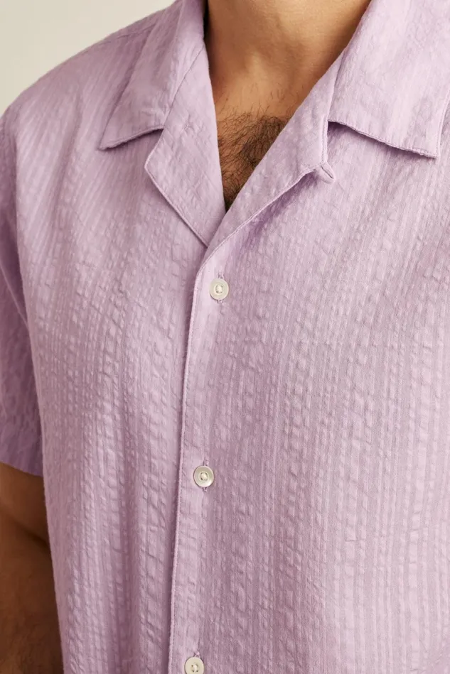 Men Short Sleeve Shirts Bonobos Seersucker Cabana Shirt Pastel Lilac