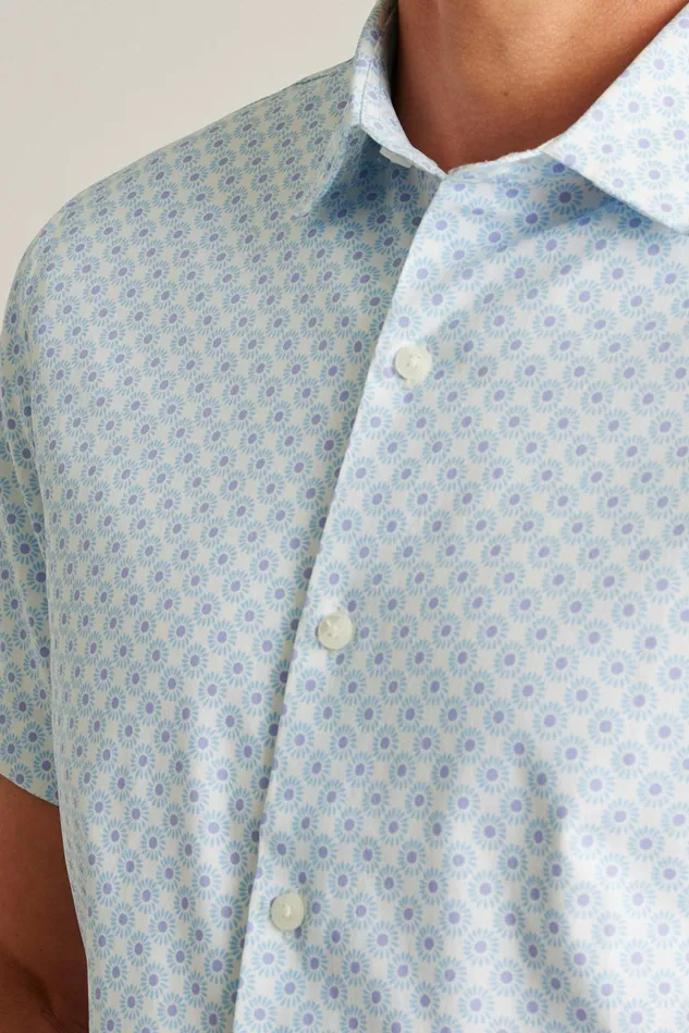 Men Short Sleeve Shirts Bonobos Tech Short Sleeve Shirt Galaxy Blue Sunflower Geo