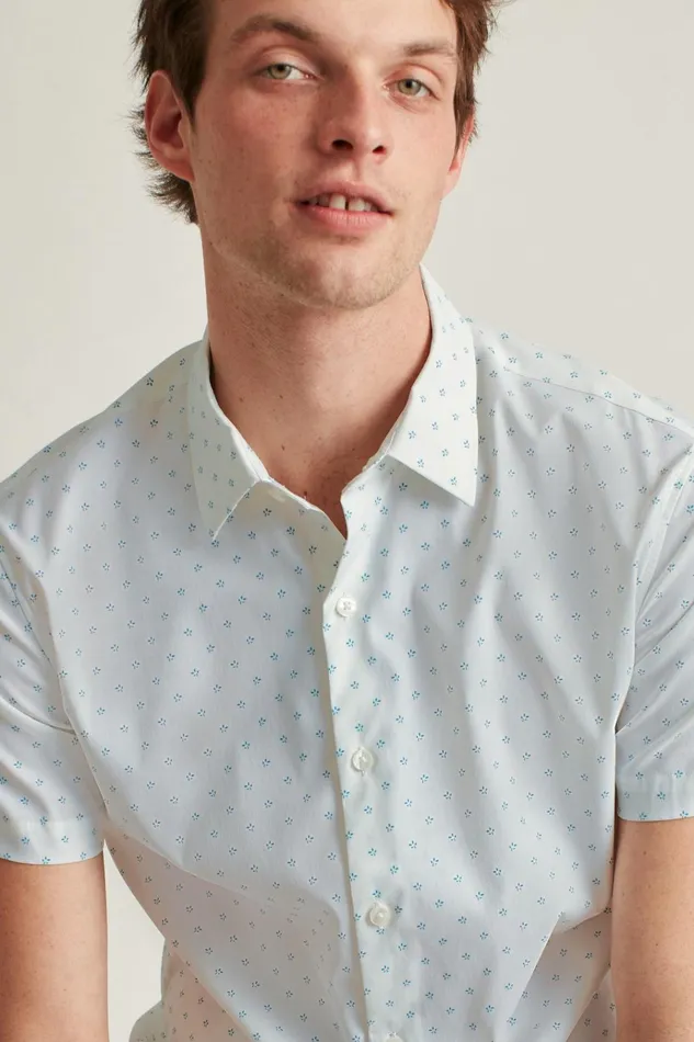 Men Short Sleeve Shirts Bonobos Tech Short Sleeve Shirt Oasis Leaves