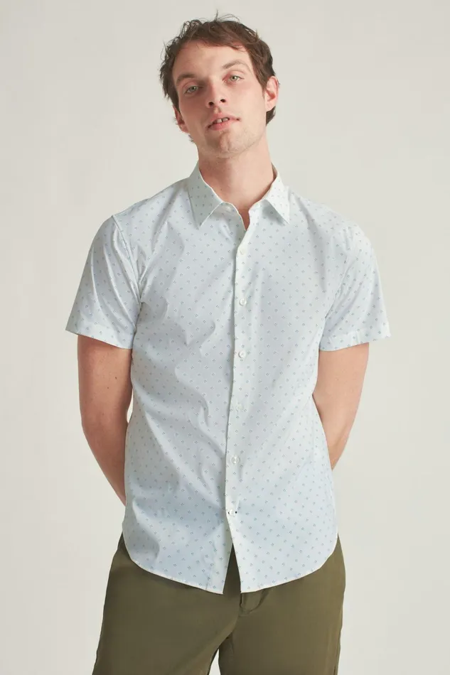 Men Short Sleeve Shirts Bonobos Tech Short Sleeve Shirt Oasis Leaves