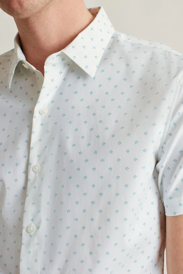 Men Short Sleeve Shirts Bonobos Tech Short Sleeve Shirt Oasis Leaves