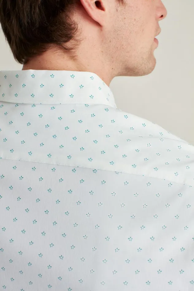 Men Short Sleeve Shirts Bonobos Tech Short Sleeve Shirt Oasis Leaves