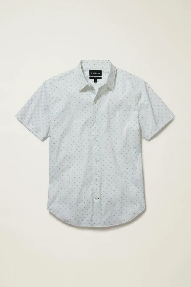 Men Short Sleeve Shirts Bonobos Tech Short Sleeve Shirt Oasis Leaves
