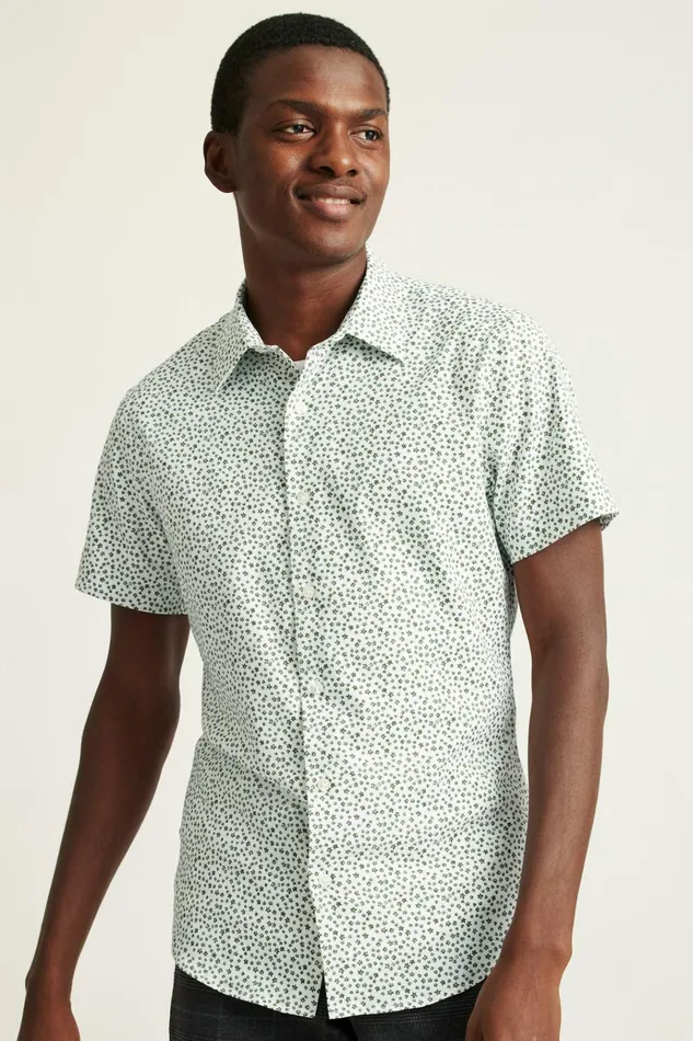 Men Short Sleeve Shirts Bonobos Tech Short Sleeve Shirt White Petra Floral