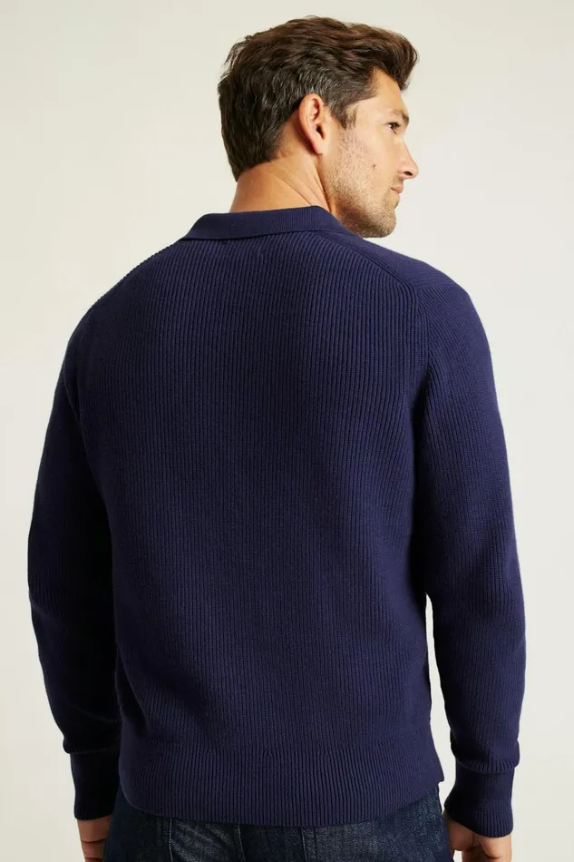 Men Sweater Polos Bonobos Cotton Cashmere Long Sleeve Sweater Polo Navy