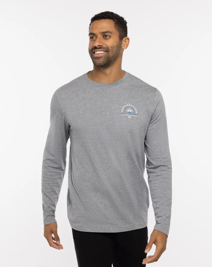 Men Tees TravisMathew EXTRA SHOT LONG SLEEVE TEE Heather Grey