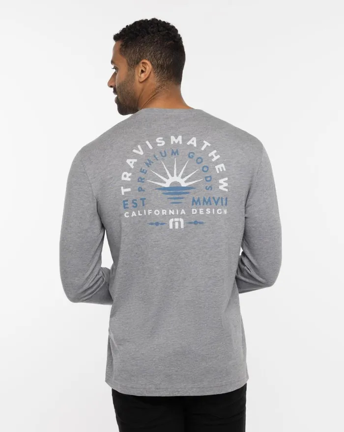 Men Tees TravisMathew EXTRA SHOT LONG SLEEVE TEE Heather Grey Men Tees TravisMathew EXTRA SHOT LONG SLEEVE TEE Heather Grey