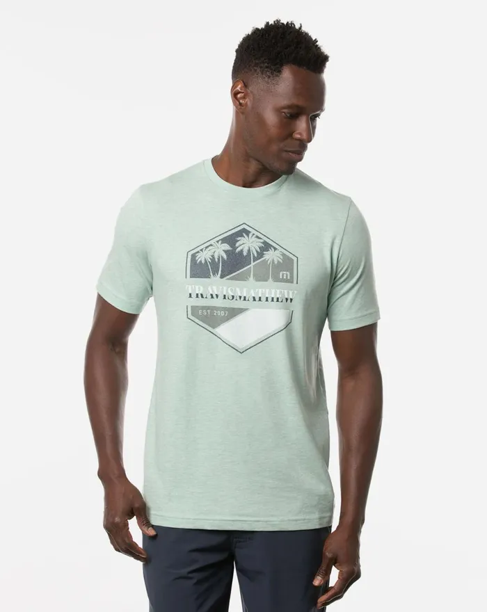 Men Tees TravisMathew JETTY WALKER TEE Heather Neptune Gree