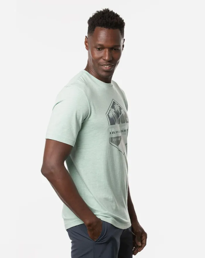 Men Tees TravisMathew JETTY WALKER TEE Heather Neptune Gree