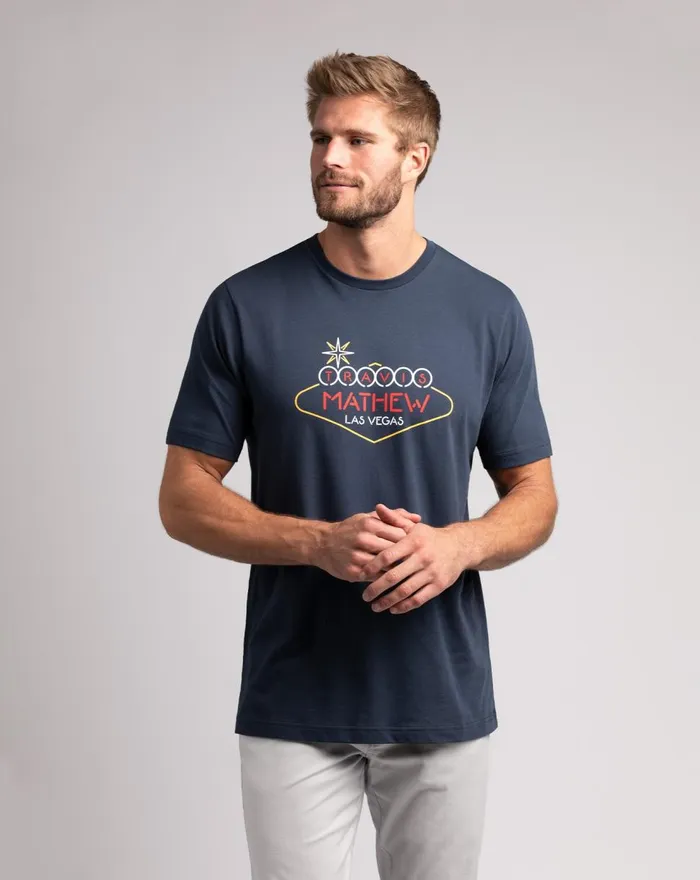 Men Tees TravisMathew LA TO VEGAS TEE Mood Indigo
