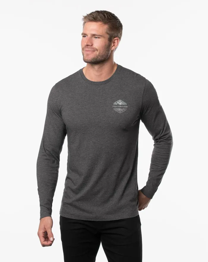 Men Tees TravisMathew OPEN FIRE LONG SLEEVE TEE Heather Grey Pinstri