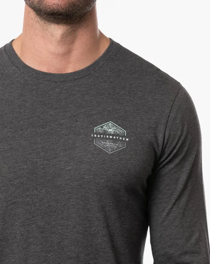 Men Tees TravisMathew OPEN FIRE LONG SLEEVE TEE Heather Grey Pinstri
