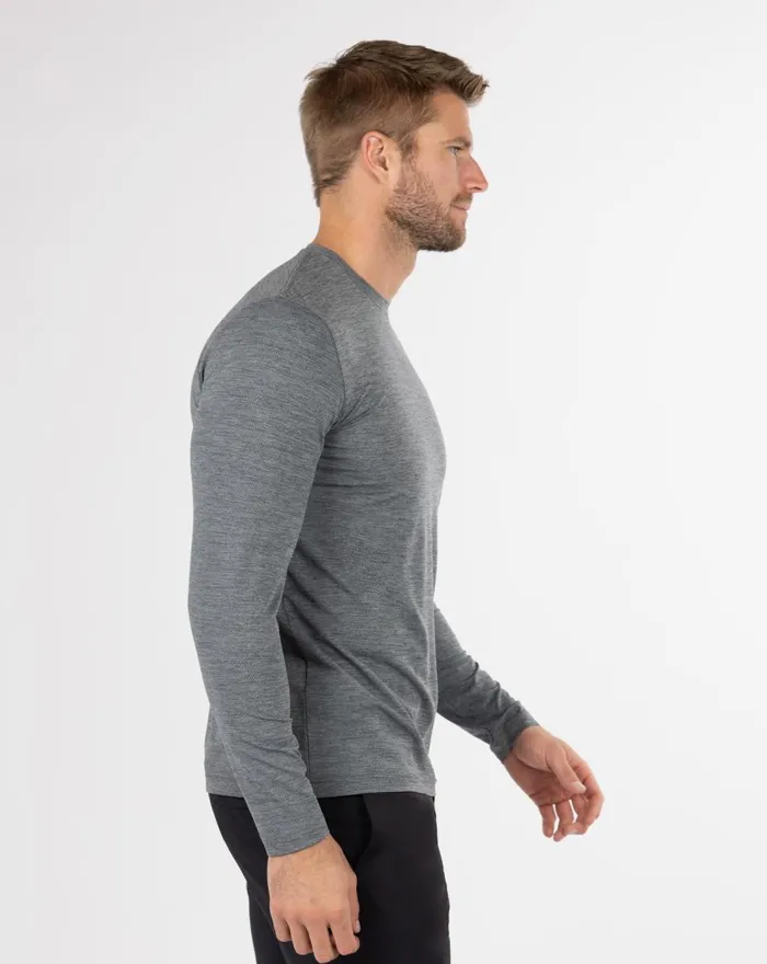 Men Tees TravisMathew PLAY LIST LONG SLEEVE ACTIVE TEE Heather Grey