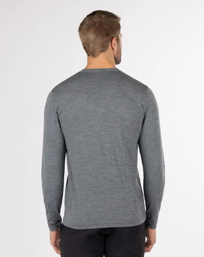 Men Tees TravisMathew PLAY LIST LONG SLEEVE ACTIVE TEE Heather Grey