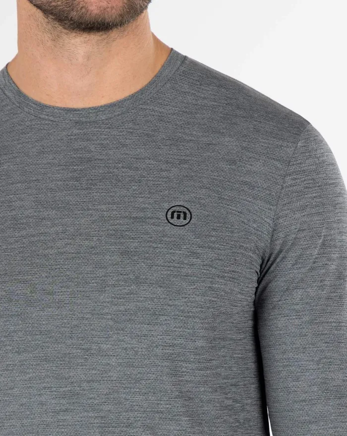 Men Tees TravisMathew PLAY LIST LONG SLEEVE ACTIVE TEE Heather Grey