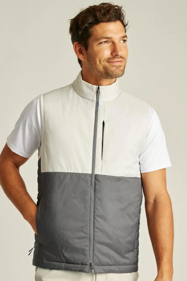 Men Vests Bonobos The Lightweight Hybrid Vest Lava Smoke Dark Grey And Lunar Rock Grey