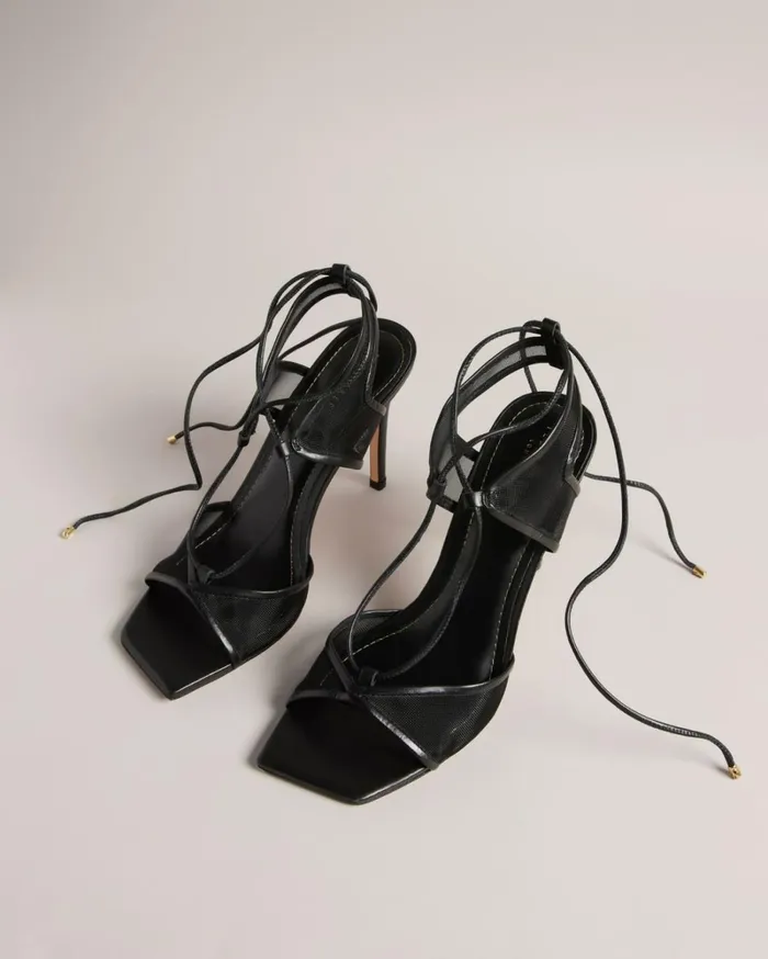 Mesh Tie Strap Sandals Black Women Ted Baker Sandals and Sliders Mesh Tie Strap Sandals Black Women Ted Baker Sandals and Sliders