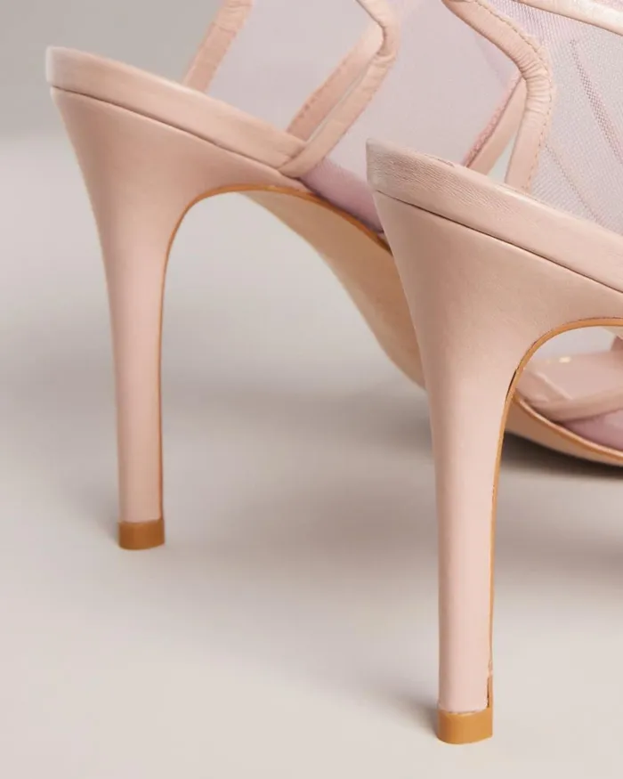 Mesh Tie Strap Sandals Light Pink Women Ted Baker Sandals and Sliders