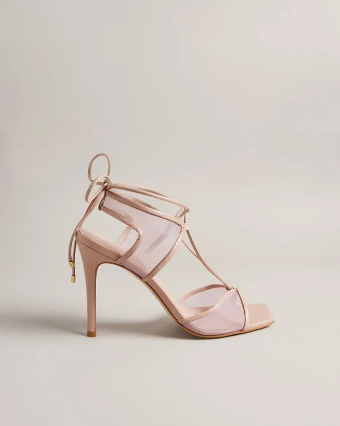 Mesh Tie Strap Sandals Light Pink Women Ted Baker Sandals and Sliders Mesh Tie Strap Sandals Light Pink Women Ted Baker Sandals and Sliders