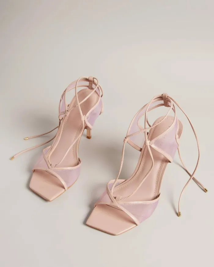 Mesh Tie Strap Sandals Light Pink Women Ted Baker Sandals and Sliders Mesh Tie Strap Sandals Light Pink Women Ted Baker Sandals and Sliders