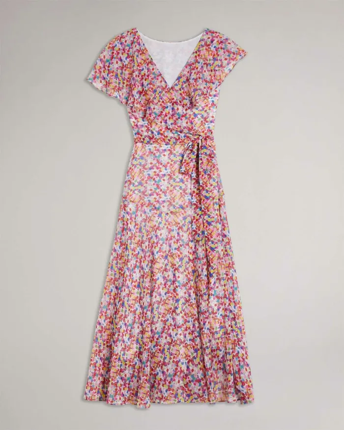 Midaxi Belted Tea Dress With Ruffles White Women Ted Baker Clothing