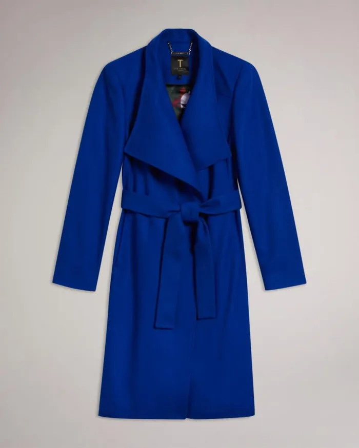 Midi Wool Wrap Coat Blue Women Ted Baker Coats and Jackets