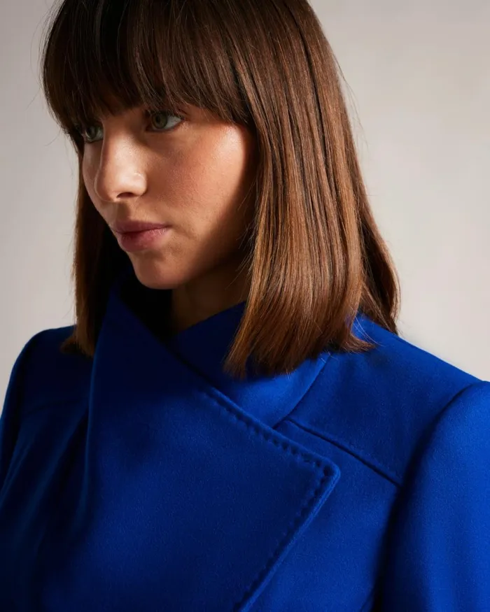 Midi Wool Wrap Coat Blue Women Ted Baker Coats and Jackets Midi Wool Wrap Coat Blue Women Ted Baker Coats and Jackets