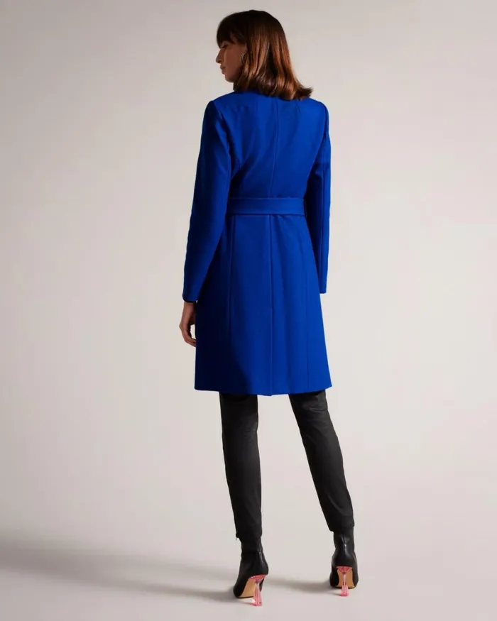 Midi Wool Wrap Coat Blue Women Ted Baker Coats and Jackets Midi Wool Wrap Coat Blue Women Ted Baker Coats and Jackets
