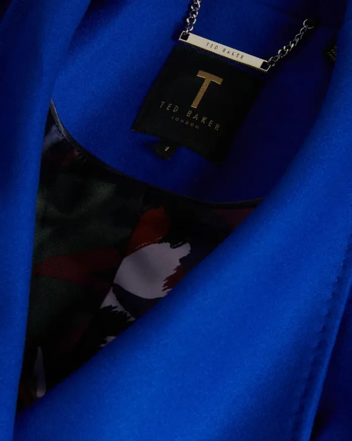 Midi Wool Wrap Coat Blue Women Ted Baker Coats and Jackets Midi Wool Wrap Coat Blue Women Ted Baker Coats and Jackets