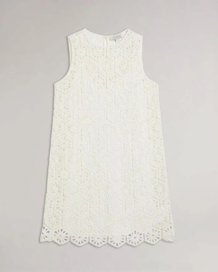 Mini Crochet Shift Dress White Women Ted Baker Clothing