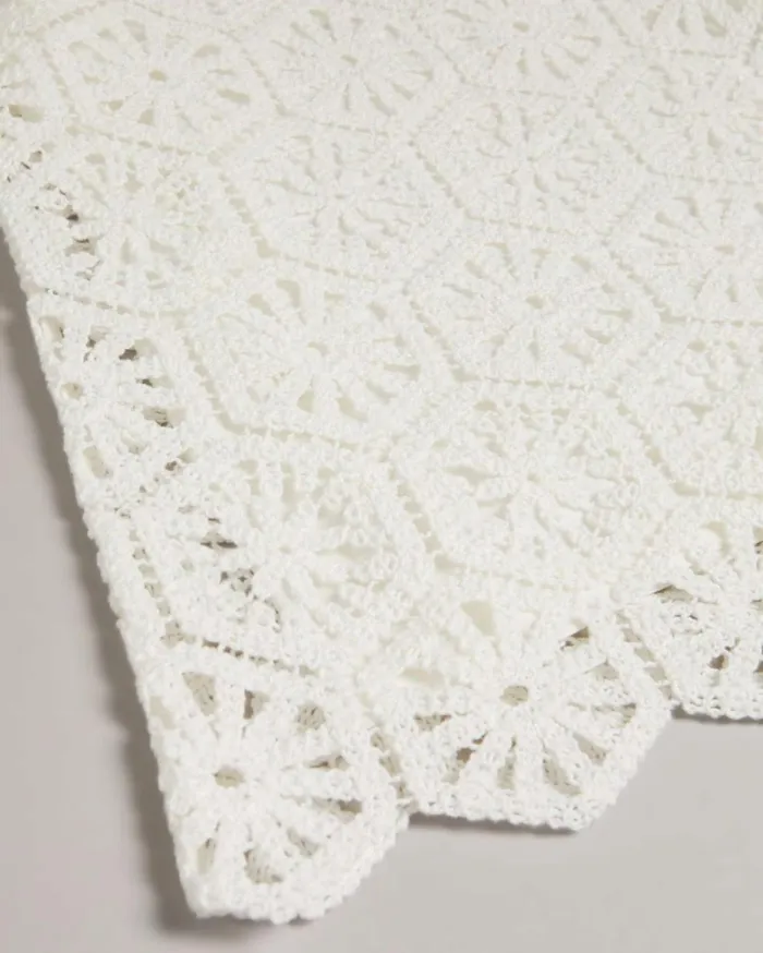 Mini Crochet Shift Dress White Women Ted Baker Clothing Mini Crochet Shift Dress White Women Ted Baker Clothing