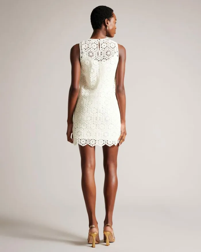 Mini Crochet Shift Dress White Women Ted Baker Clothing Mini Crochet Shift Dress White Women Ted Baker Clothing