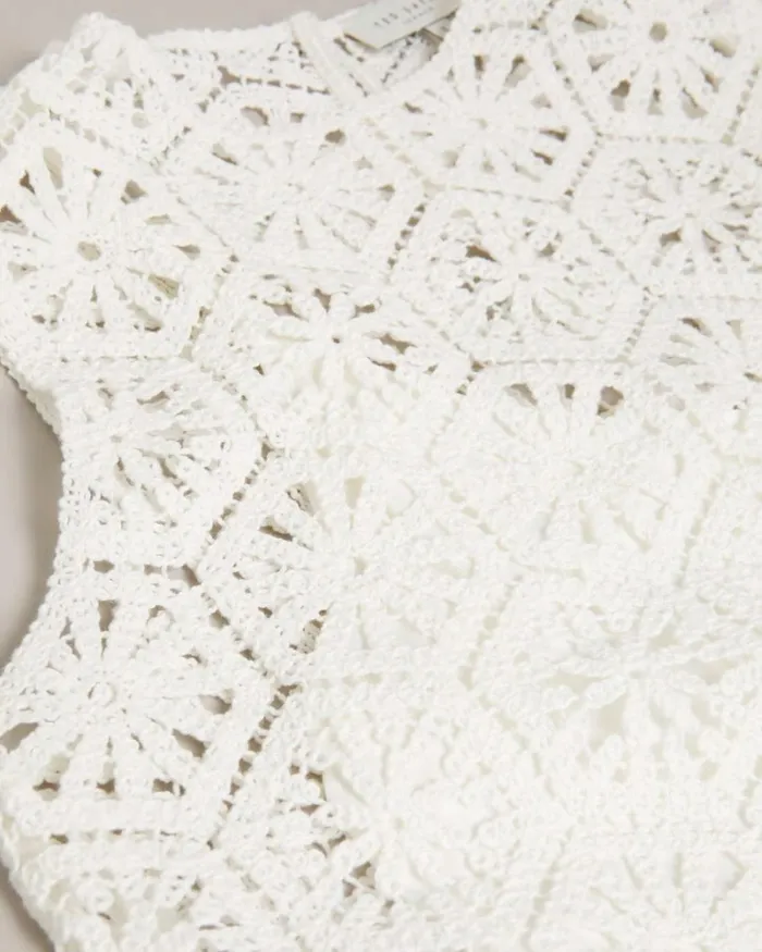 Mini Crochet Shift Dress White Women Ted Baker Clothing Mini Crochet Shift Dress White Women Ted Baker Clothing
