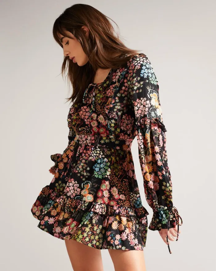 Mini Dress With Ruffle Details Black Women Ted Baker Dresses Mini Dress With Ruffle Details Black Women Ted Baker Dresses