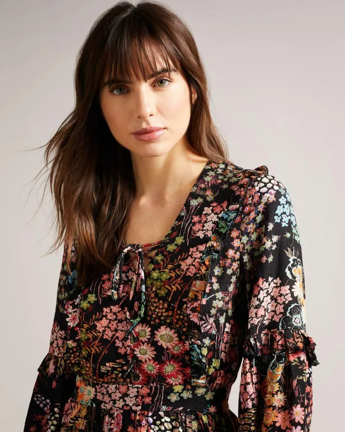 Mini Dress With Ruffle Details Black Women Ted Baker Dresses Mini Dress With Ruffle Details Black Women Ted Baker Dresses