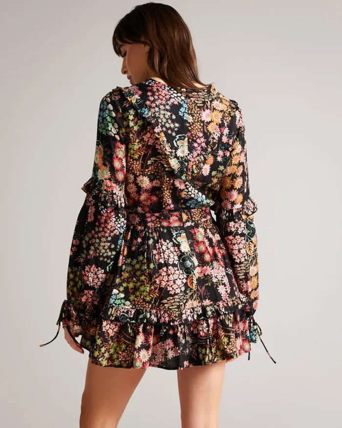 Mini Dress With Ruffle Details Black Women Ted Baker Dresses Mini Dress With Ruffle Details Black Women Ted Baker Dresses