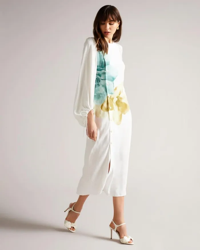 Moire Satin Bow Heeled Sandals Ivory Women Ted Baker Sandals and Sliders