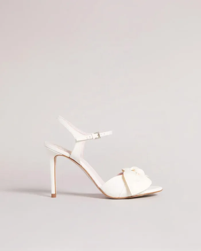 Moire Satin Bow Heeled Sandals Ivory Women Ted Baker Sandals and Sliders Moire Satin Bow Heeled Sandals Ivory Women Ted Baker Sandals and Sliders