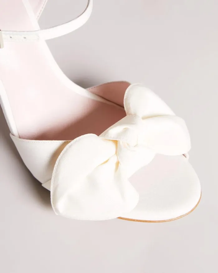 Moire Satin Bow Heeled Sandals Ivory Women Ted Baker Sandals and Sliders Moire Satin Bow Heeled Sandals Ivory Women Ted Baker Sandals and Sliders