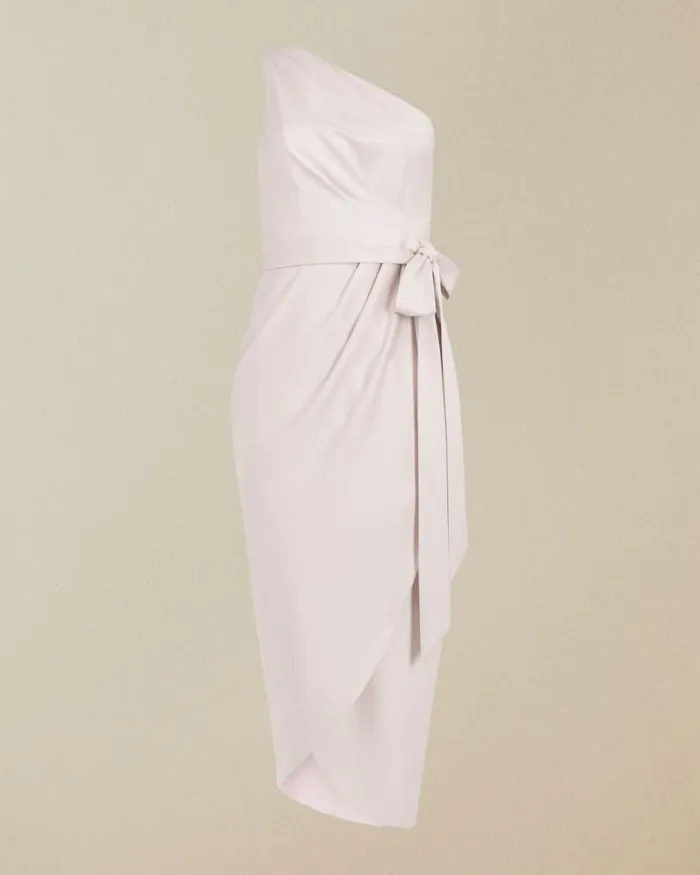 One Shoulder Drape Midi Dress Light Pink Women Ted Baker Clothing